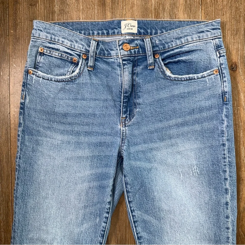 J. Crew high rise slim Straight boyfriend jean light blue 27 tall long